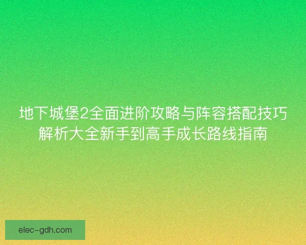 地下城堡2全面进阶攻略与阵容搭配技巧解析大全新手到高手成长路线指南